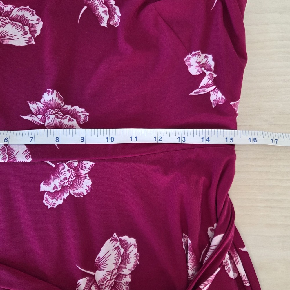 Lauren Ralph Lauren Women's Dress Sz 10 Pink Burgandy Floral Fit & Flare - Picture 5 of 9